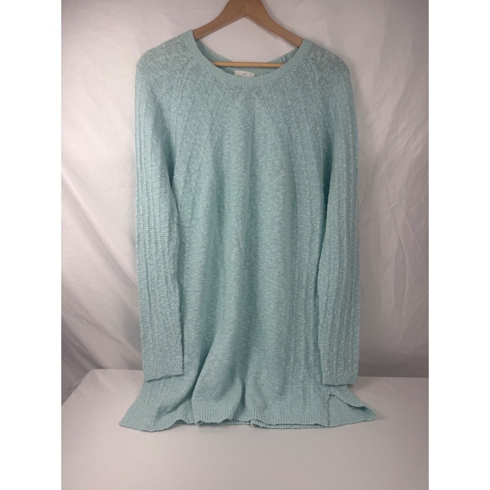 J.Jill M Tall‎ Mint Cotton Blend Textured Knit Longline Sweater